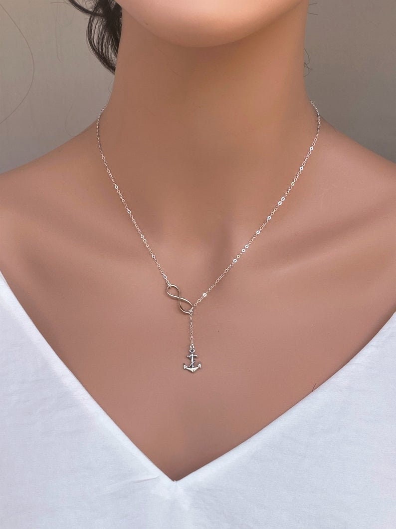 Anchor and Infinity Lariat Necklace