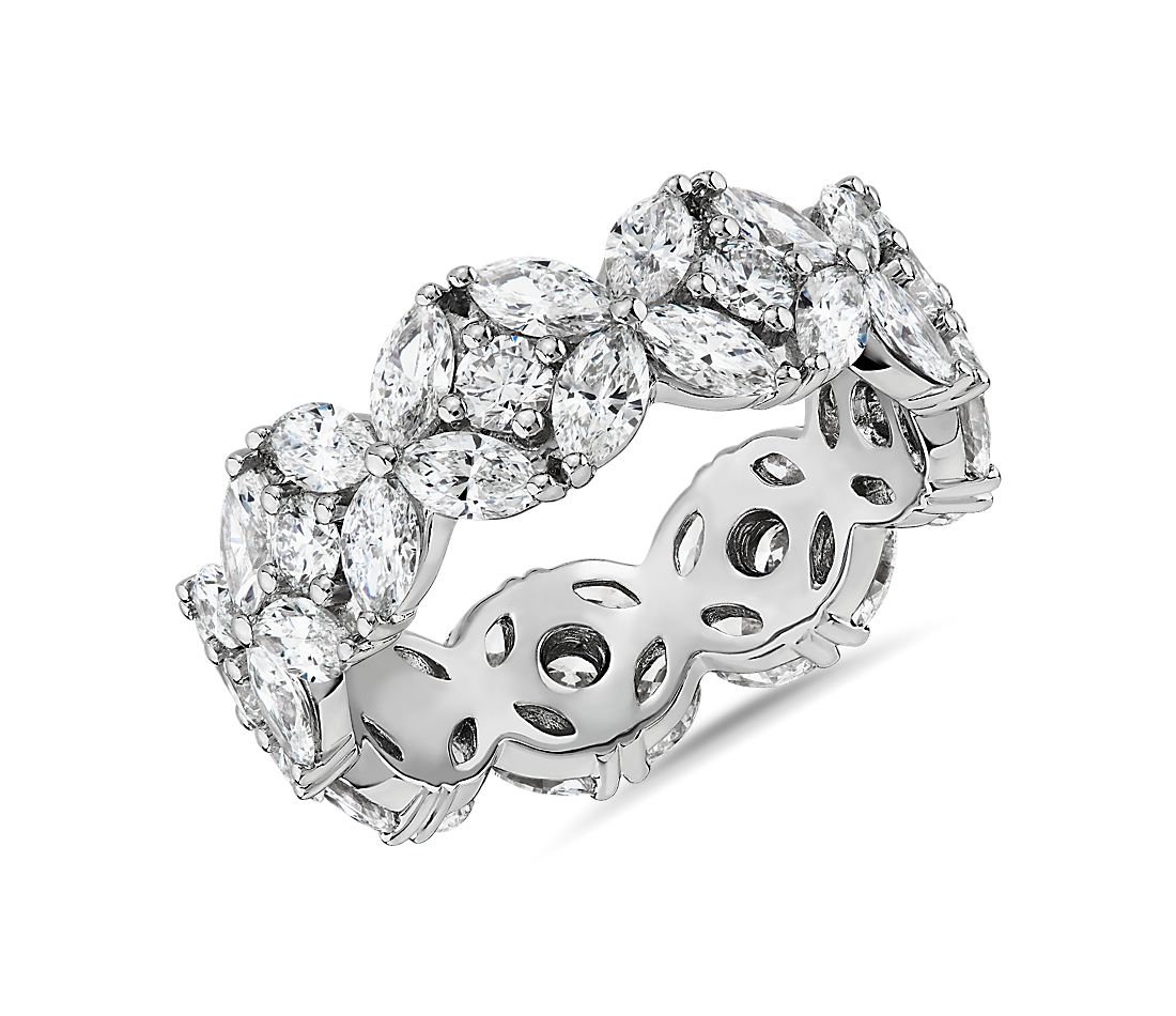 Mixed Marquise and Round Floral Eternity Ring