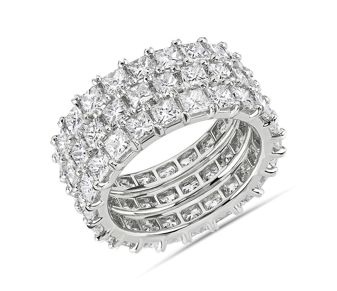 Triple Row Princess Diamond Eternity Ring