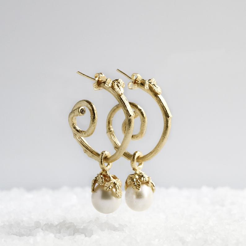 Botanical Pearl Hoops
