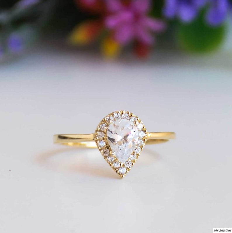Solid Gold Cubic Zirconia Engagement Ring