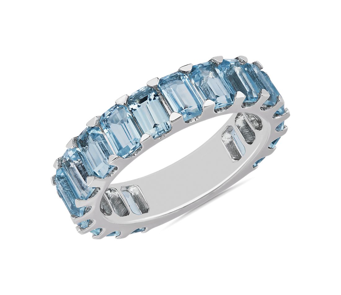 Octagon Sky Blue Topaz Eternity Band