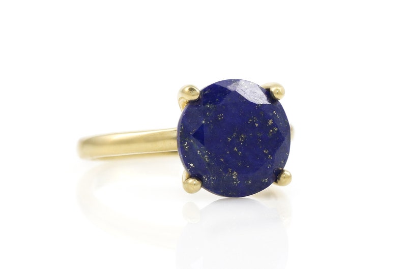 Gold Lapis Lazuli Solitaire Ring