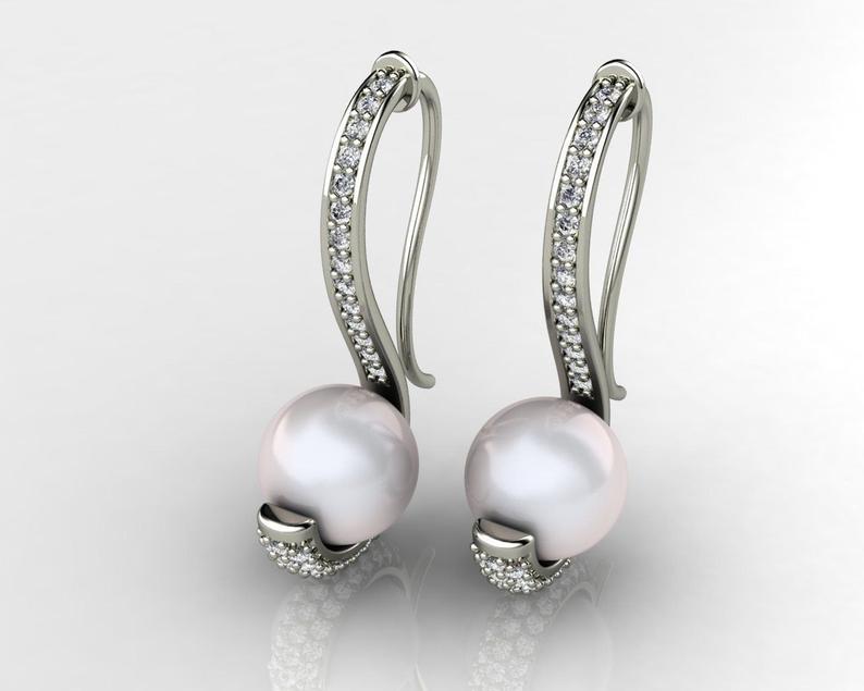 Diamond and Pearl Earrings
