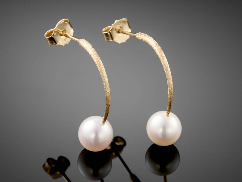 Modern Pearl Hoops