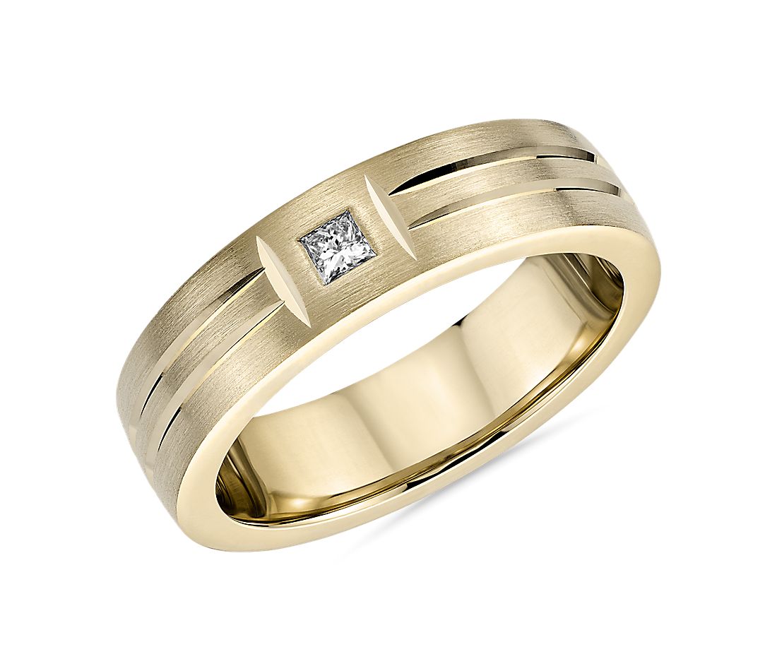 Single Diamond Matte Wedding Band
