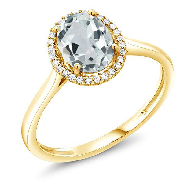 Aquamarine ring in yellow gold