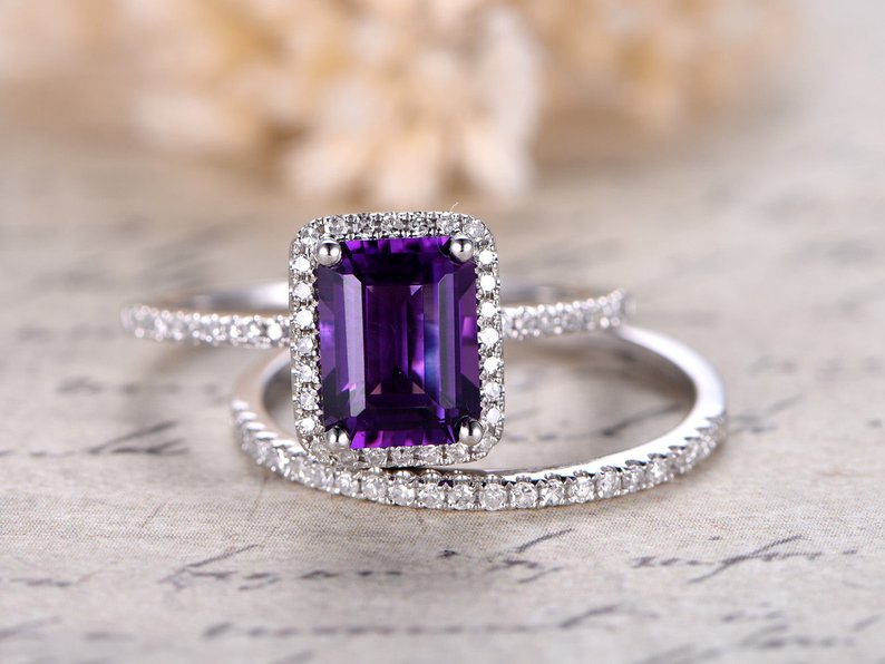 amehtyst white gold ring