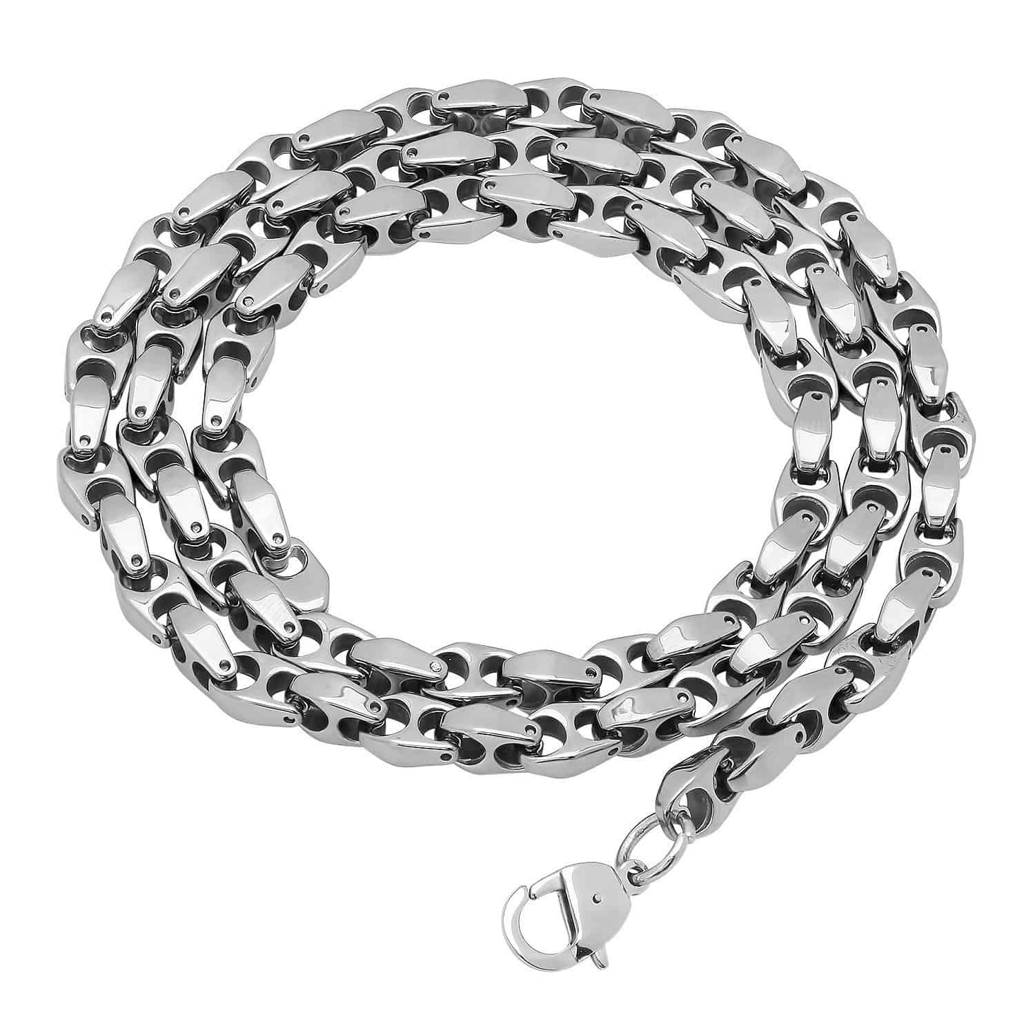 Angled Puffed Mariner Link Chain Necklace