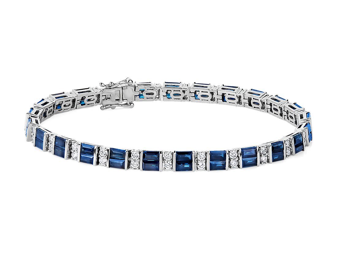 Baguette sapphire and diamond bracelet