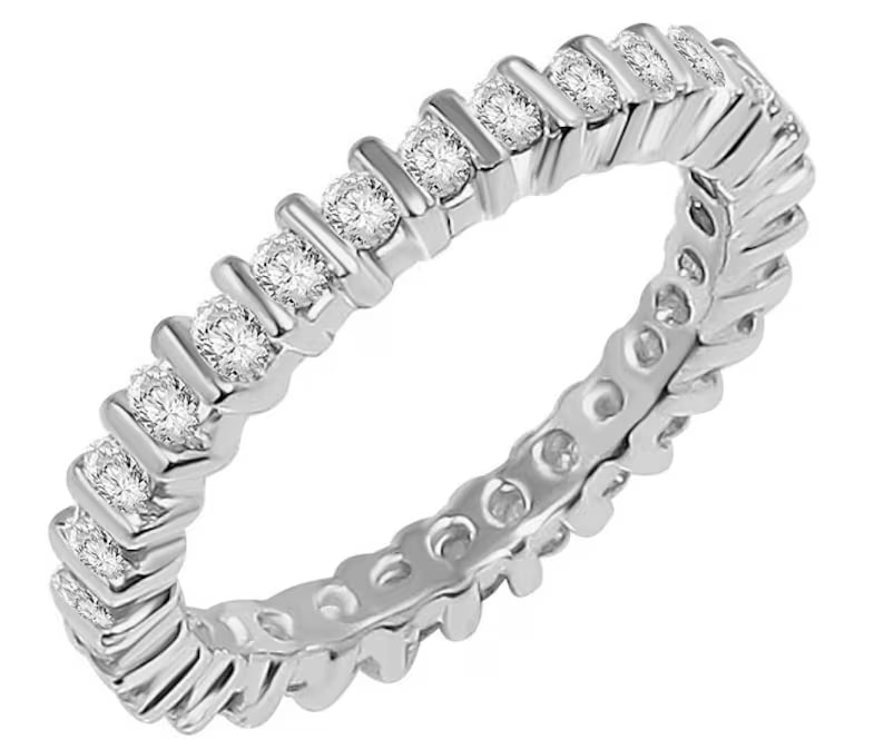 white gold bar set eternity ring