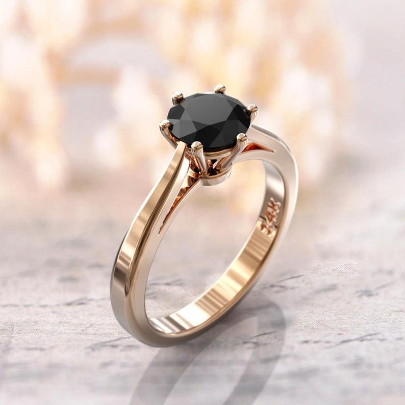 Black diamond engagement ring