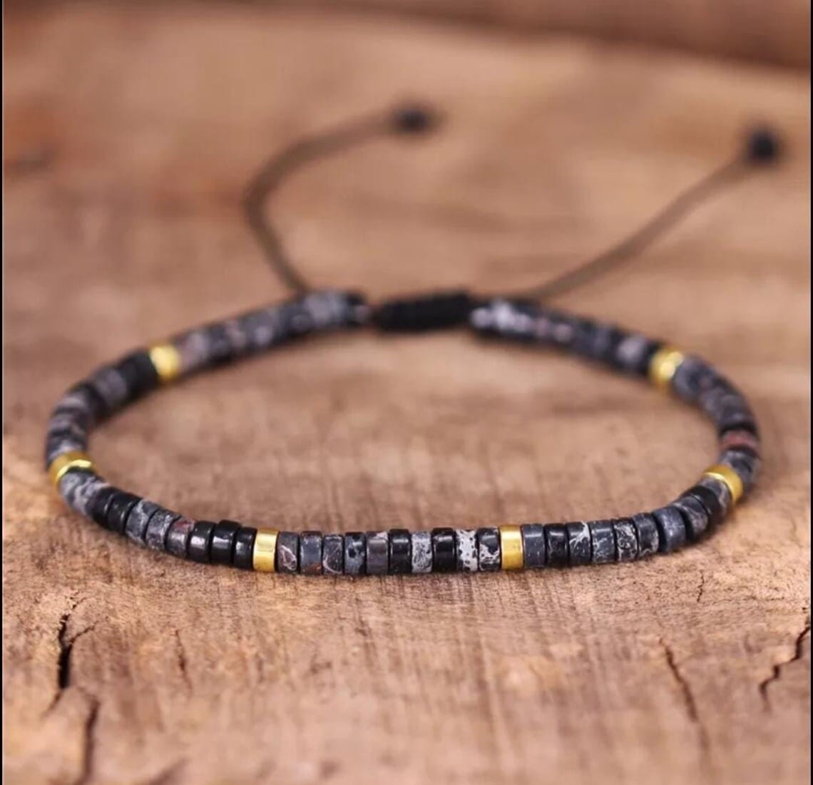 black jasper beaded bracelet