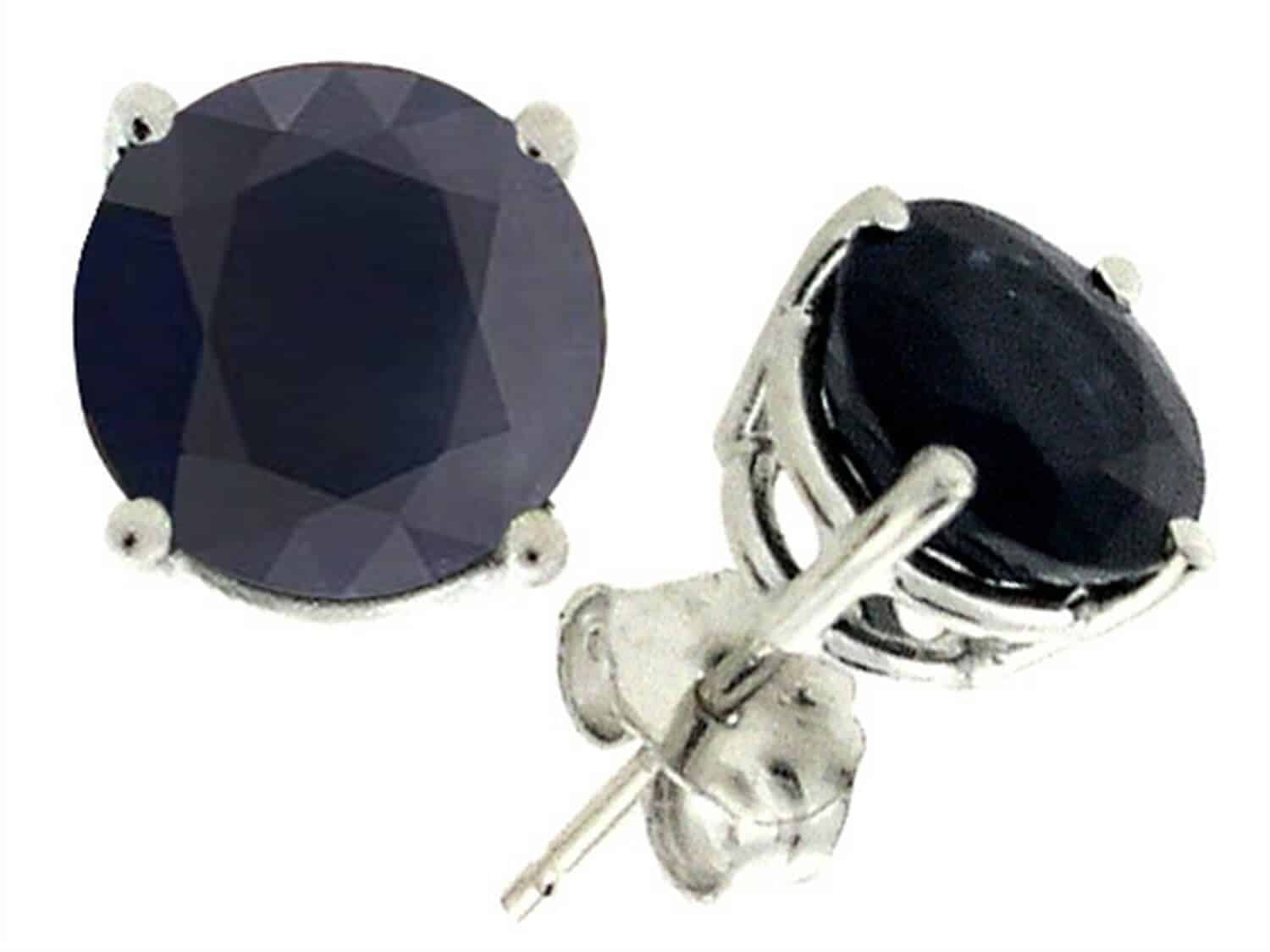 black sapphire stud white gold