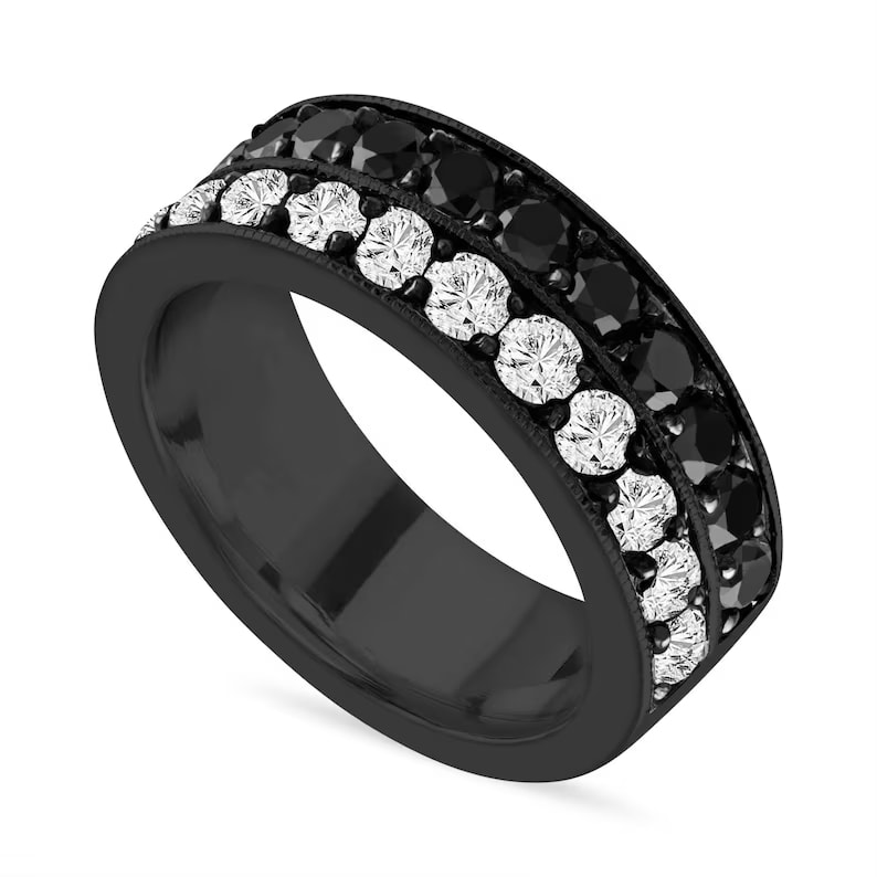 black and white diamond wedding band