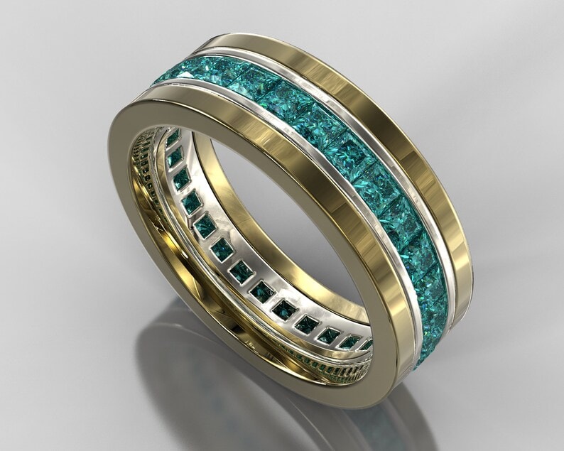 blue diamond wedding band