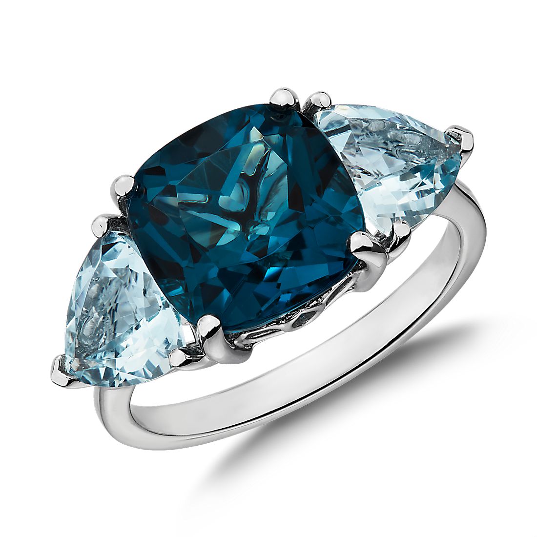 Cushion London Blue Topaz and Aquamarine Ring