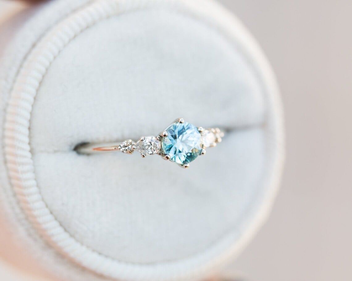 Blue zircon ring