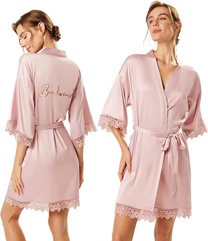bridesmaid silk lace robe
