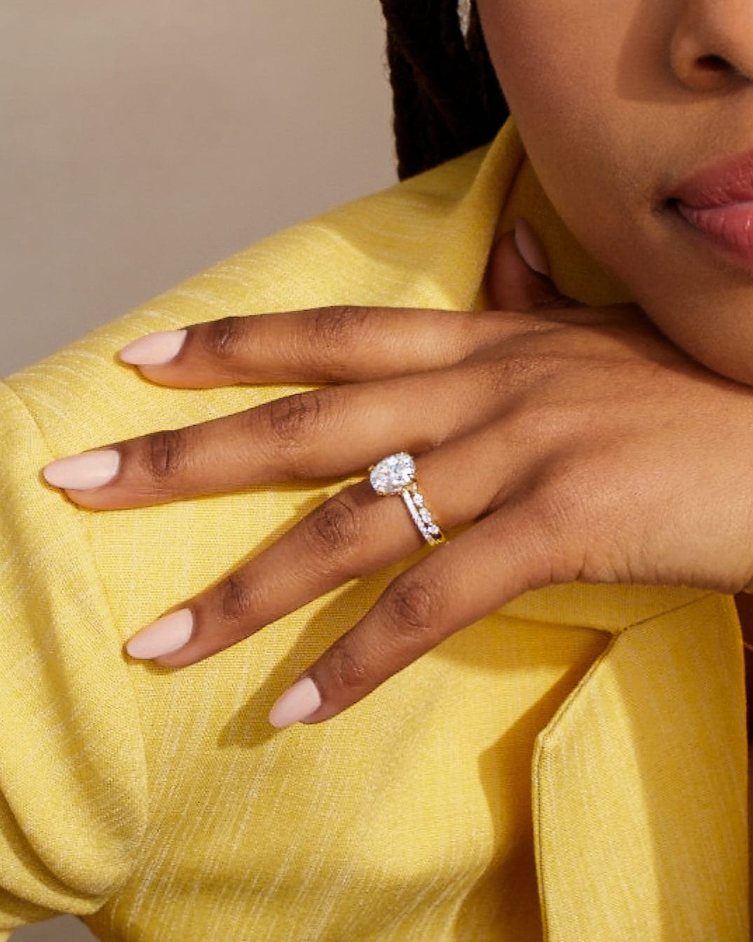 woman wearing a diamond ring