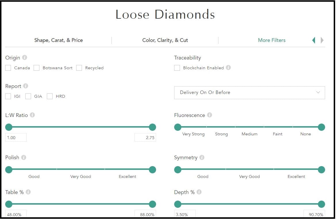 diamond search filter