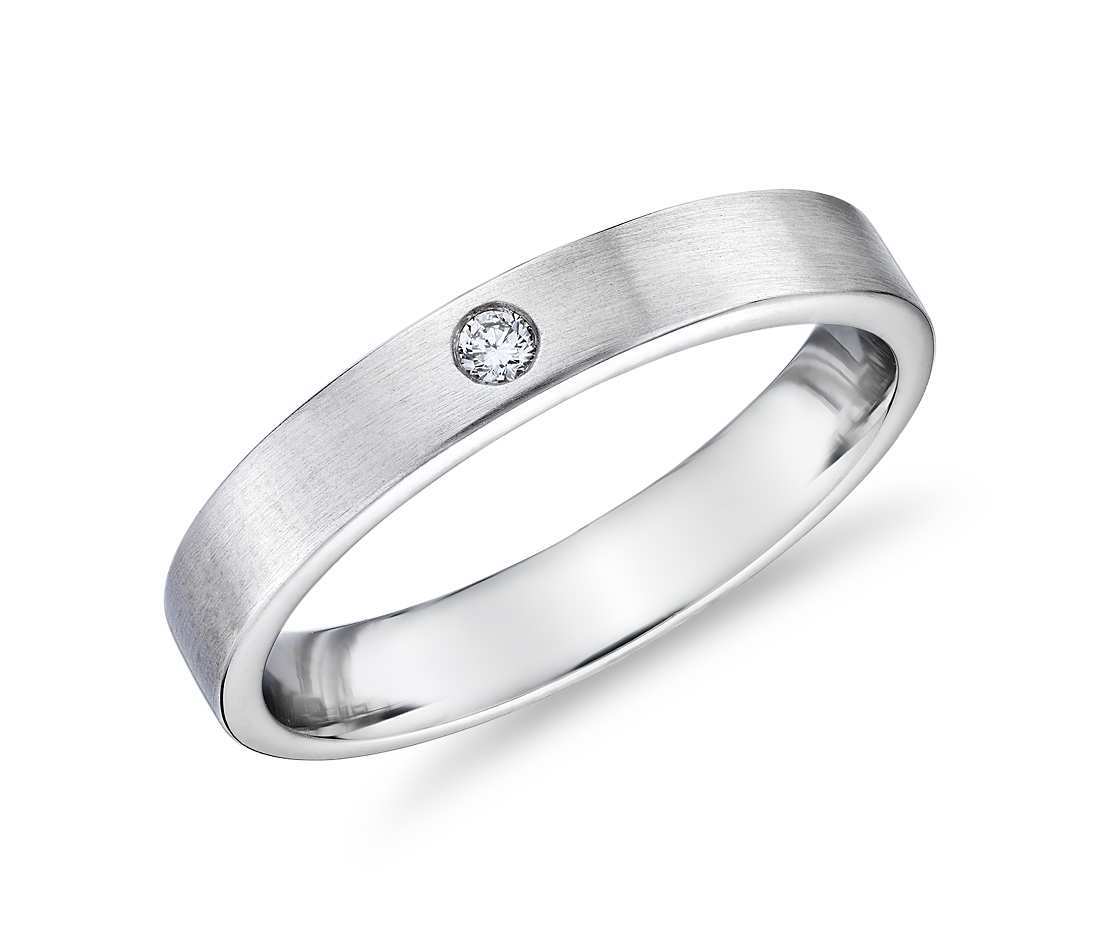 brushed finish ring with round diamond