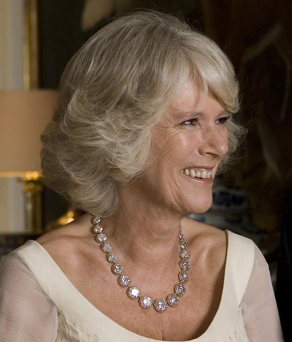 camilla bowles wearing a rivière necklace