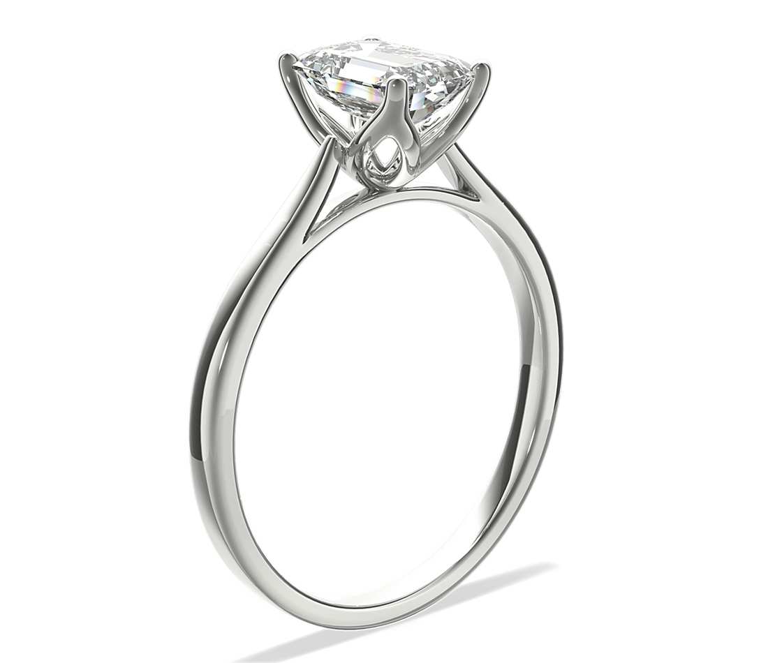 Diamond cathedral setting engagement ring in white gold