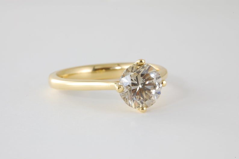 Champagne brown diamond engagement ring in yellow gold