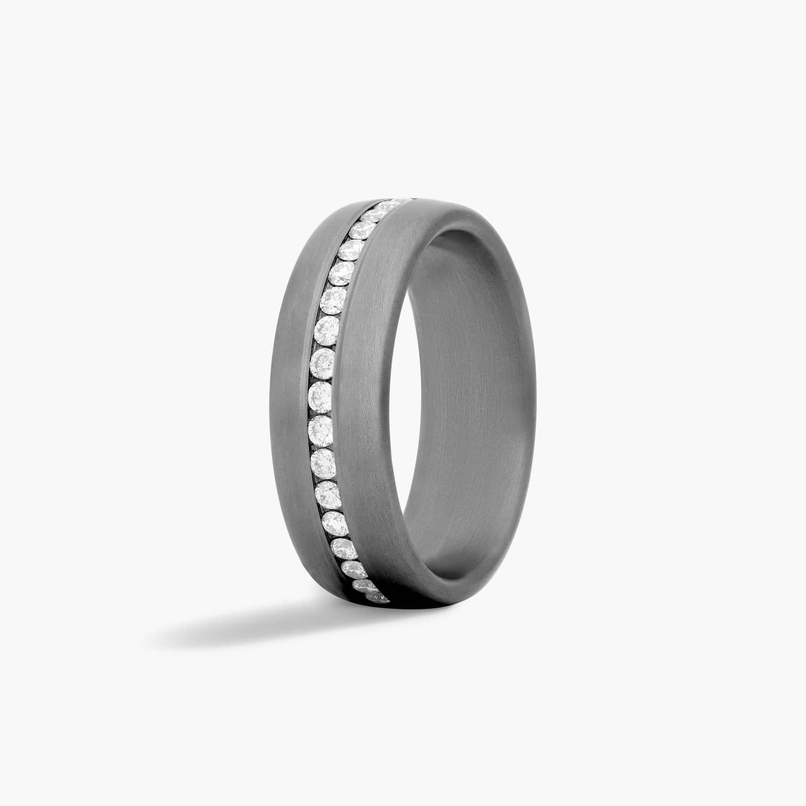channel set diamond with satin finished ring