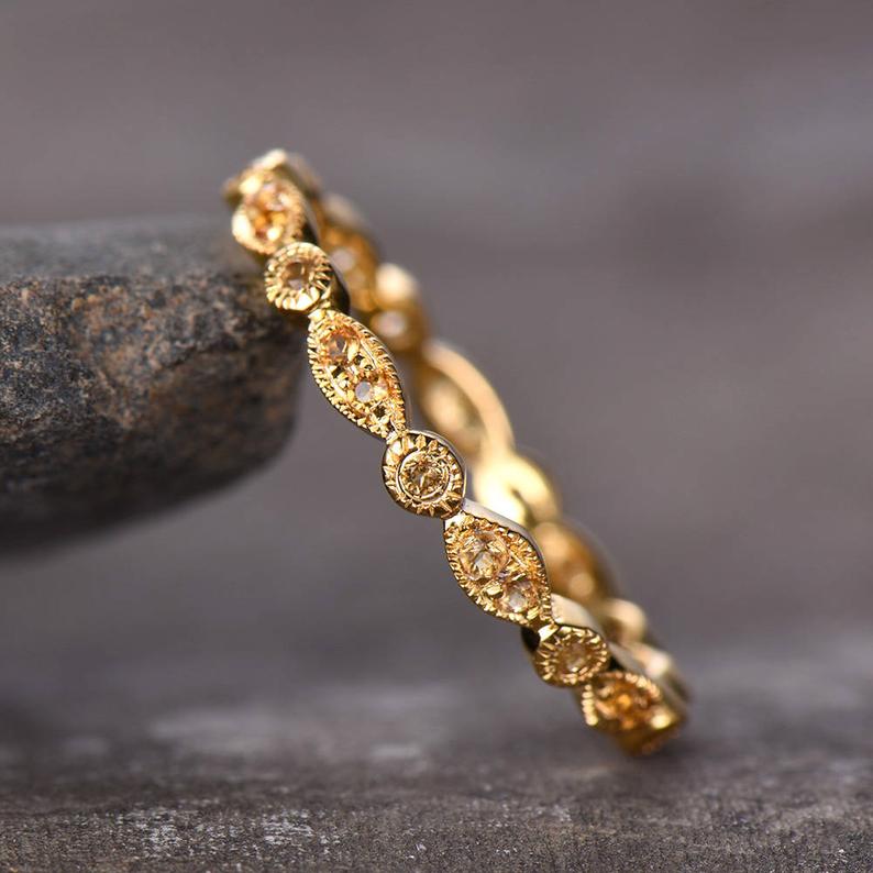 Yellow citrine eternity ring