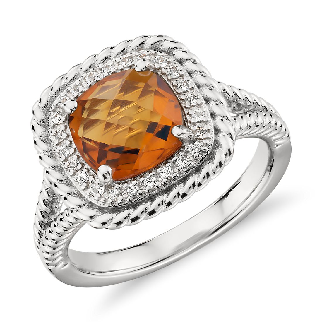 Citrine halo ring
