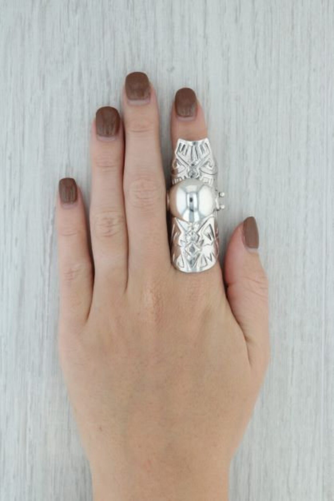 Coat of Armor Knuckle Ring Sterling Silver