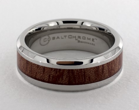 cobalt chrome wood inlay men's wedding band
