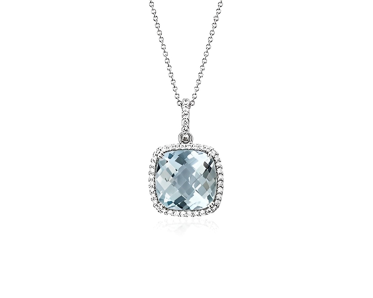 cushion cut aquamarine pendant necklace