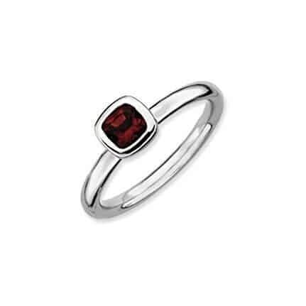 cushion cut garnet sterling silver ring