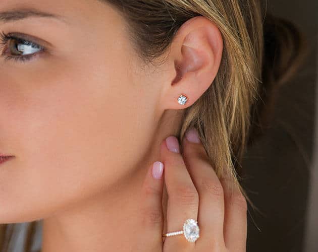 GIrl wearing diamond stud