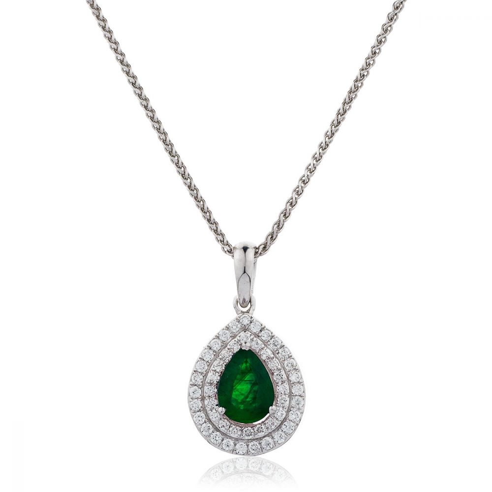 double halo pear shape diamond pendant necklace