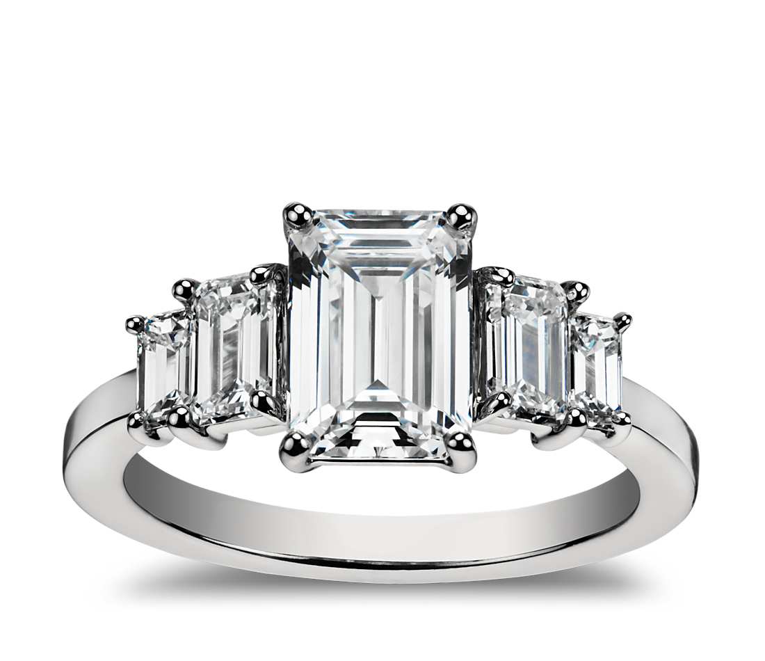 emerald cut 5 stone ring