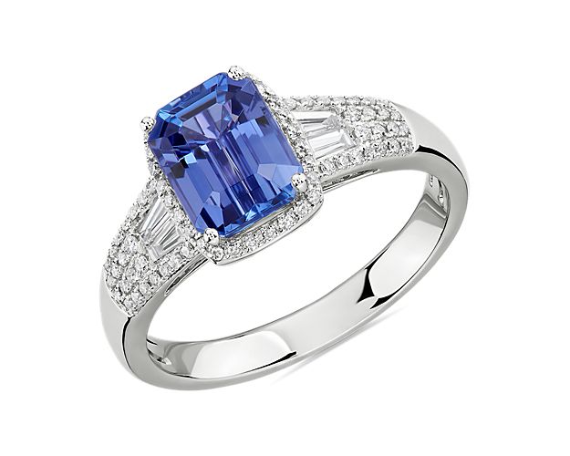 emerald cut tanzanite ring