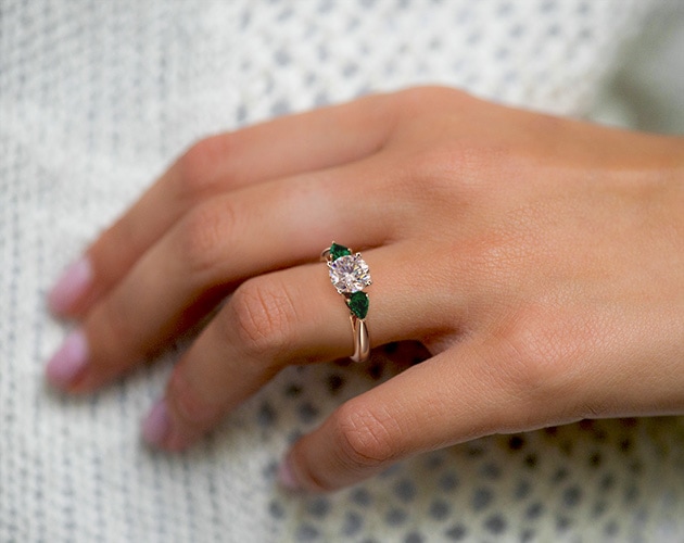 Emerald and diamond ring