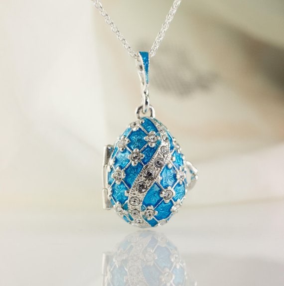 Blue enamel locket