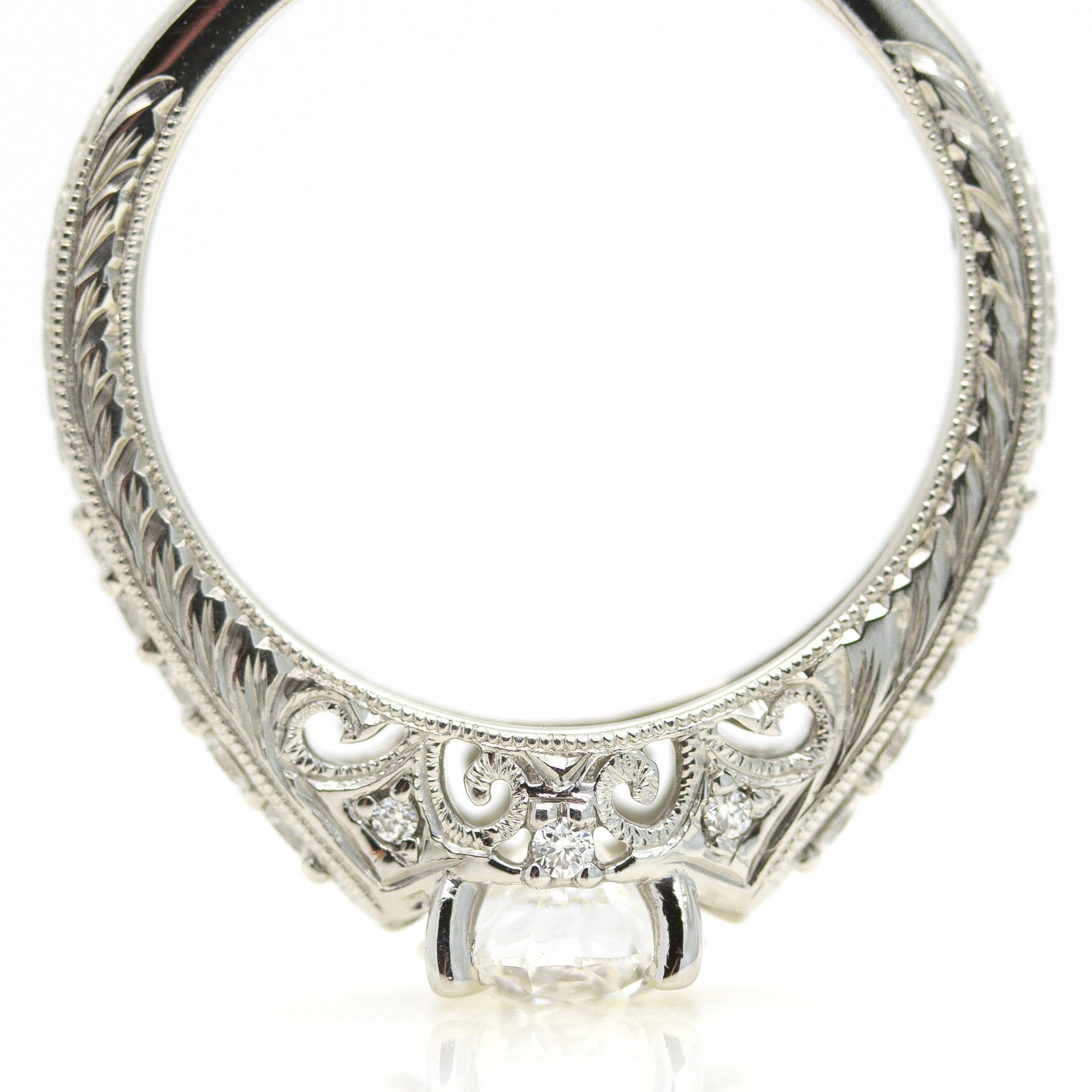 Filigree and milgrain engagement ring