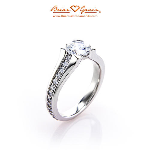 Flush diamond low setting engagement ring