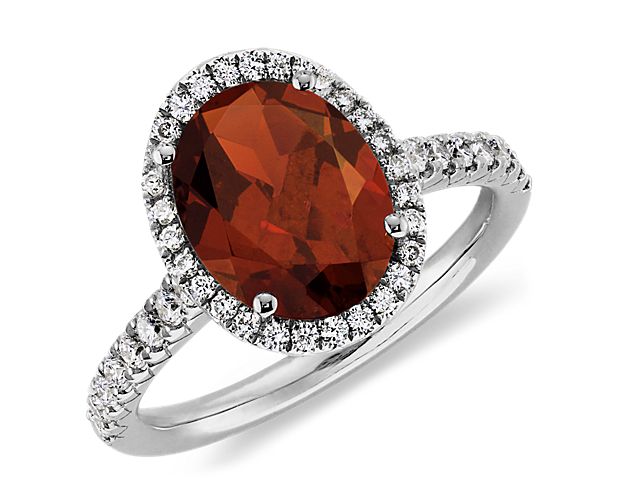 garnet and diamond halo ring