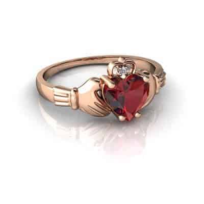 garnet claddagh ring