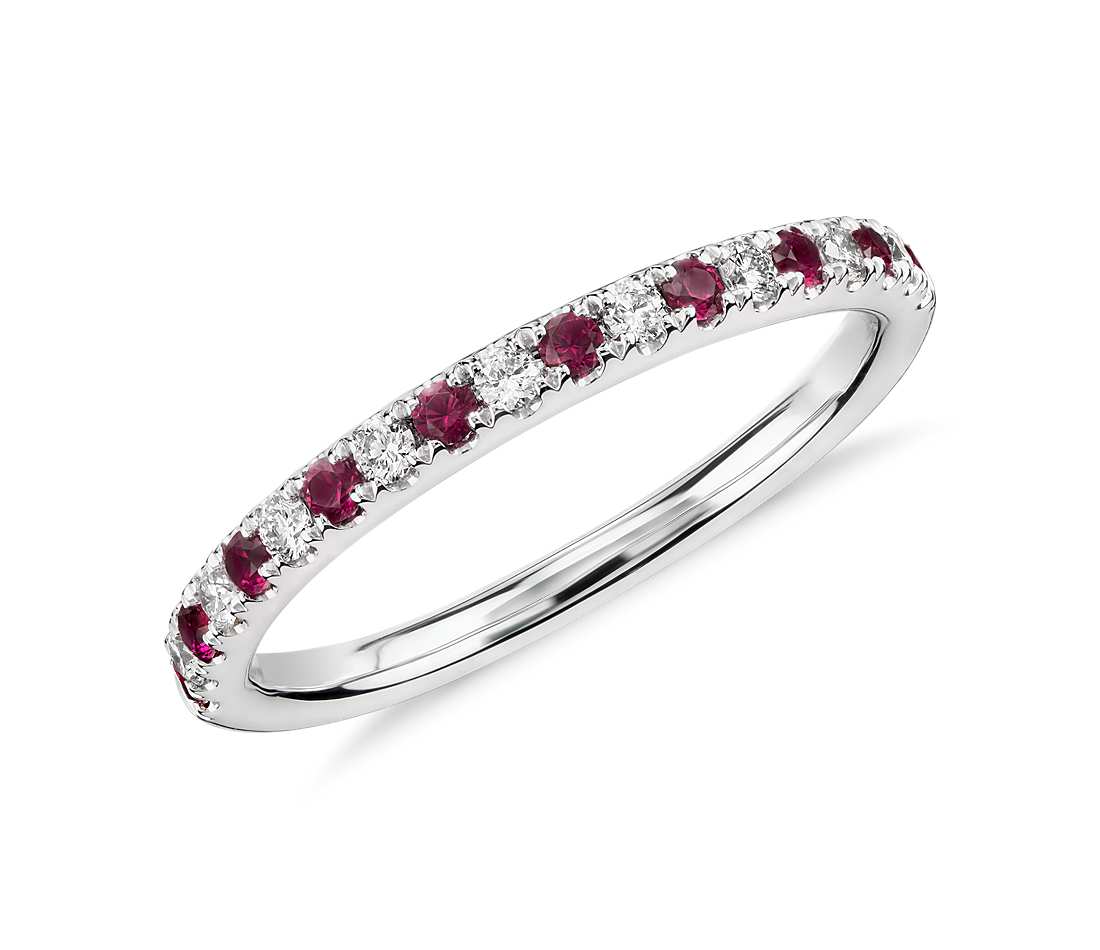 Gemstone pave setting wedding ring