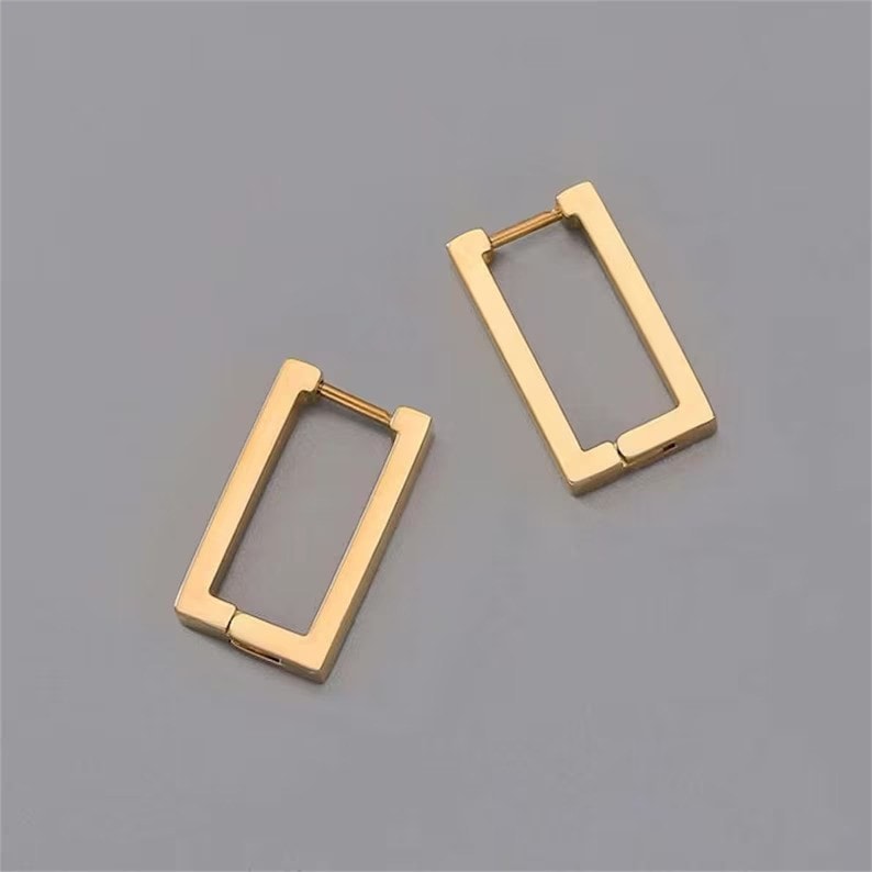 Gold Rectangular Hoop Earrings