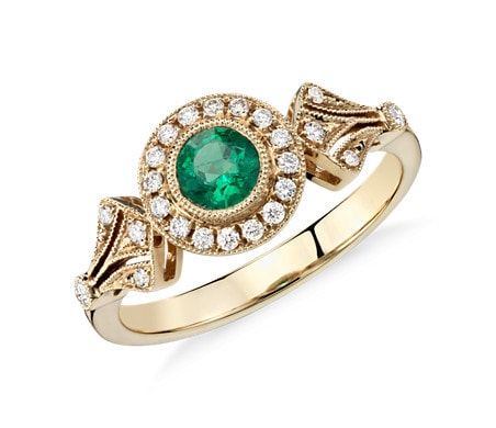 Emerald green gemstones for engagement rings