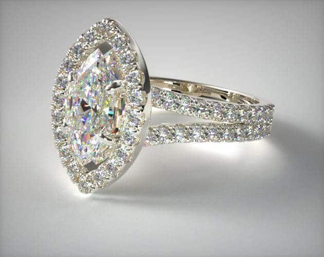 Marquise shape diamond in halo setting